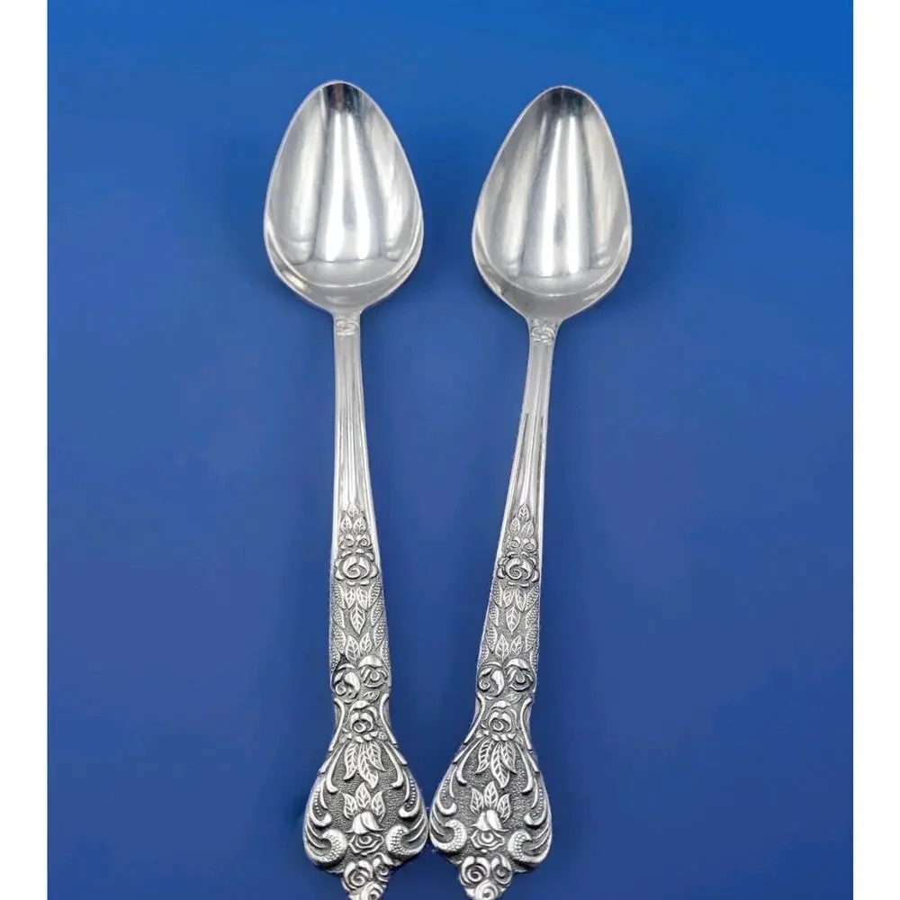 Versailles by MSI Stainless Japan 7 1/4” Tablespoon w/ flowers Set 2 Vtg